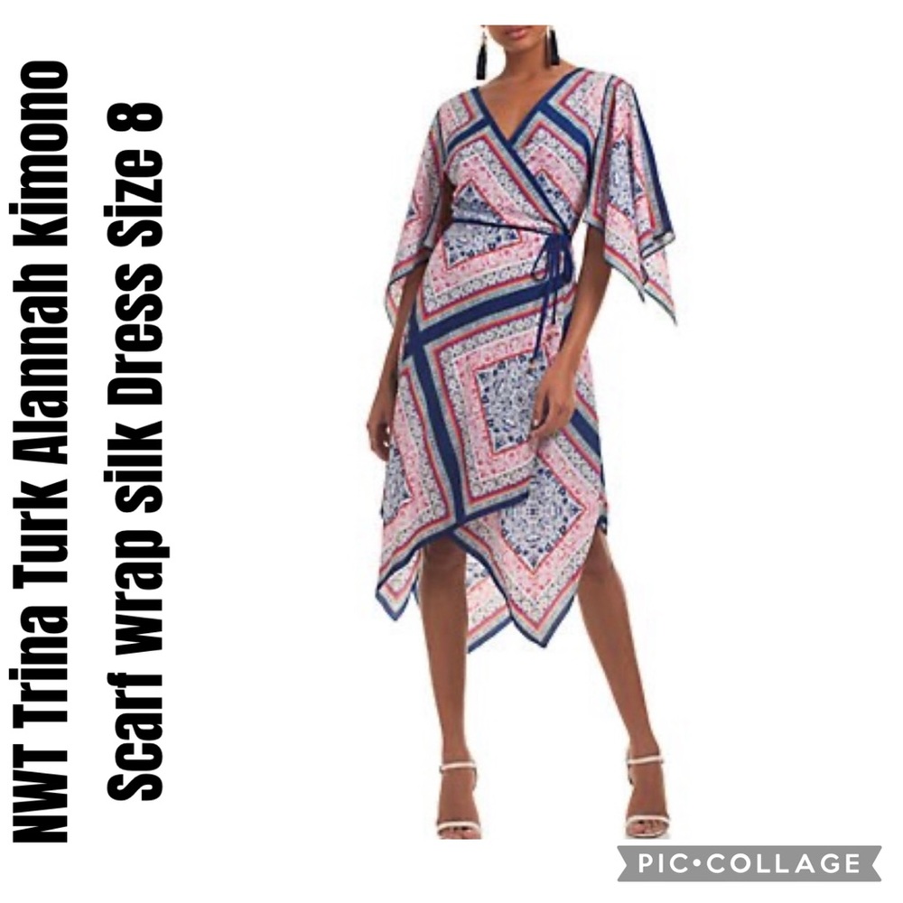 Trina Turk Alannah kimono Scarf wrap silk Dress Size 8